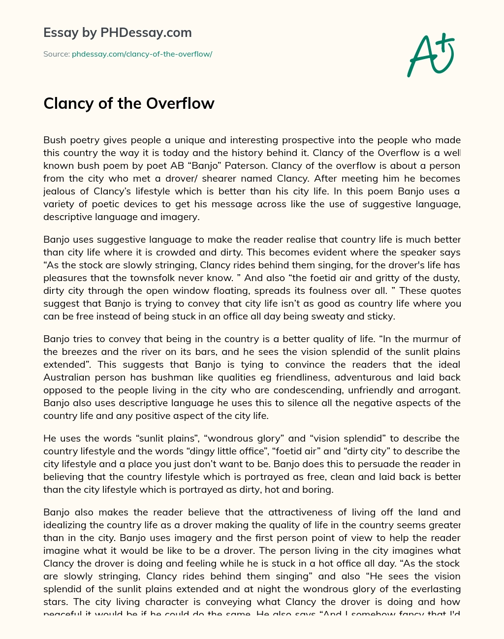 Clancy of the Overflow essay