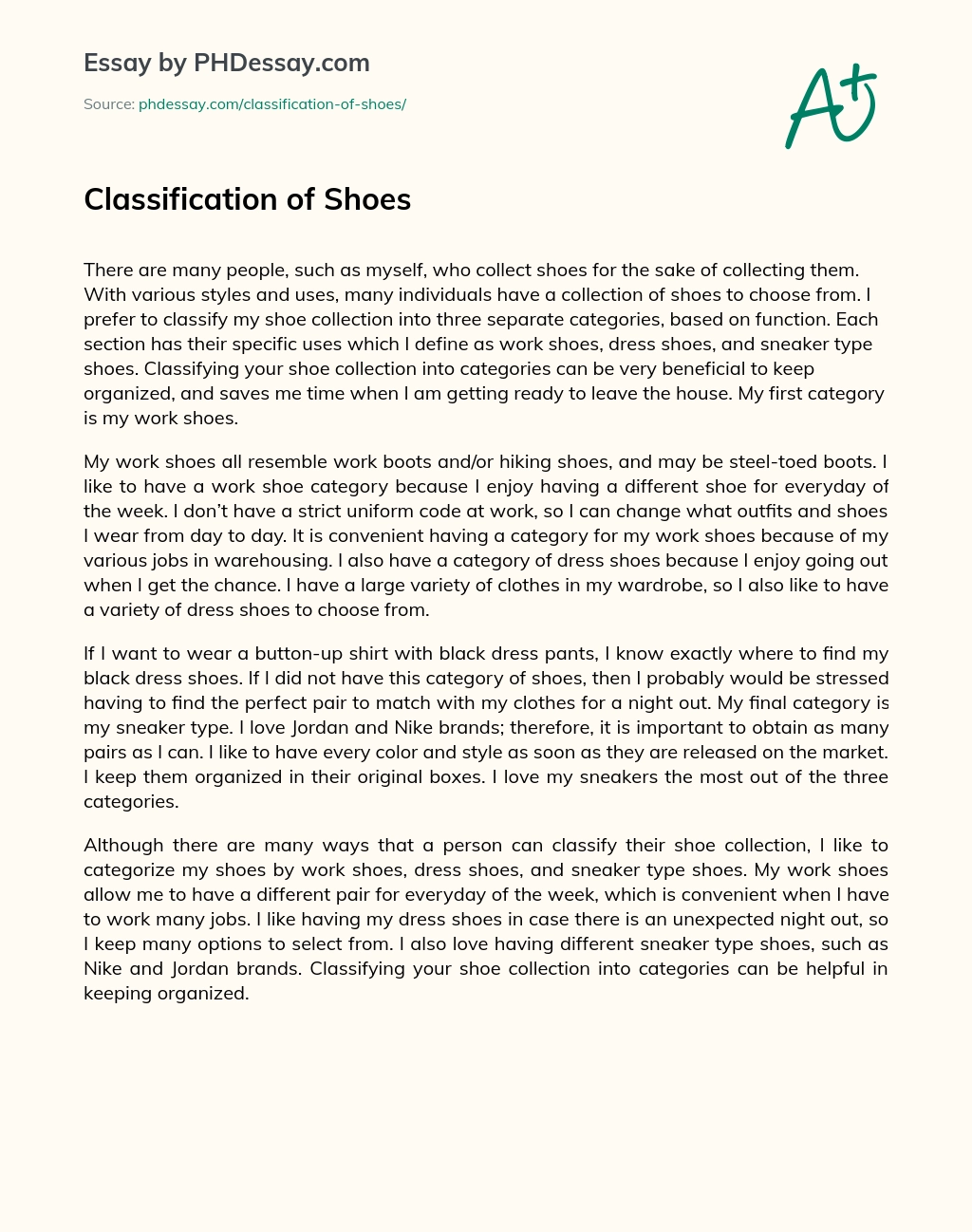 Classification of Shoes