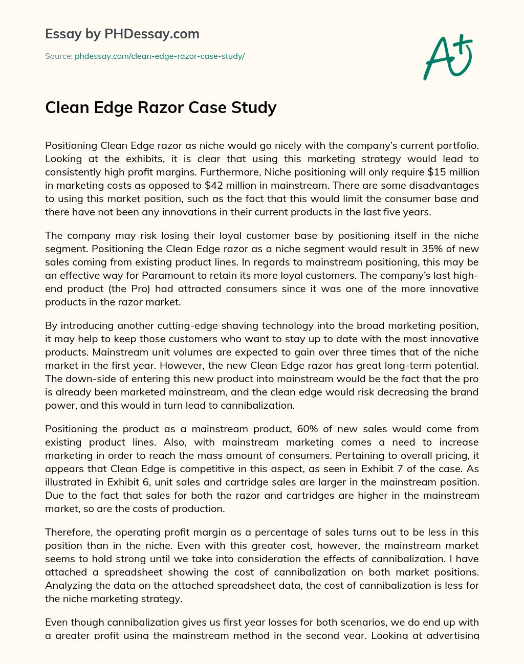 Clean Edge Razor Case Study essay
