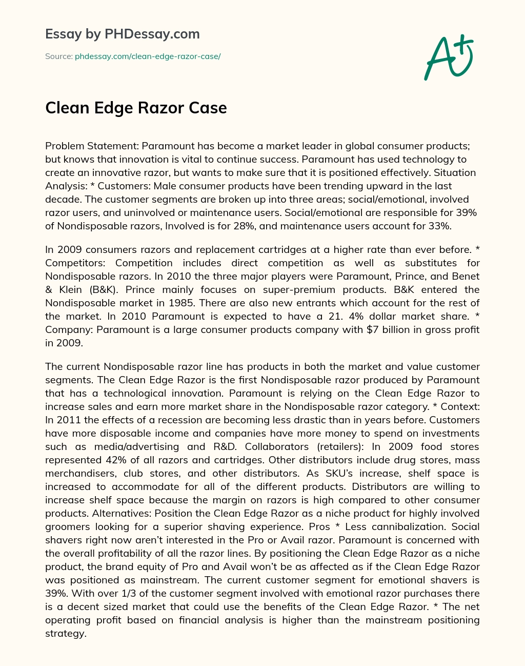Clean Edge Razor Case essay