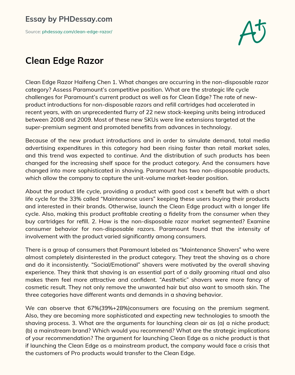 Clean Edge Razor essay