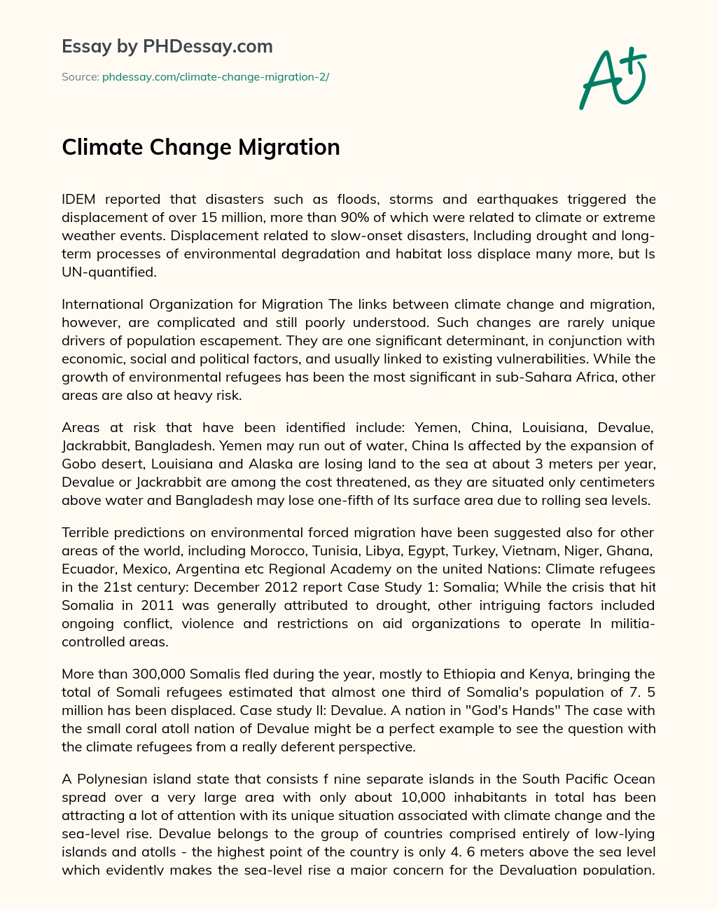 Climate Change Migration essay