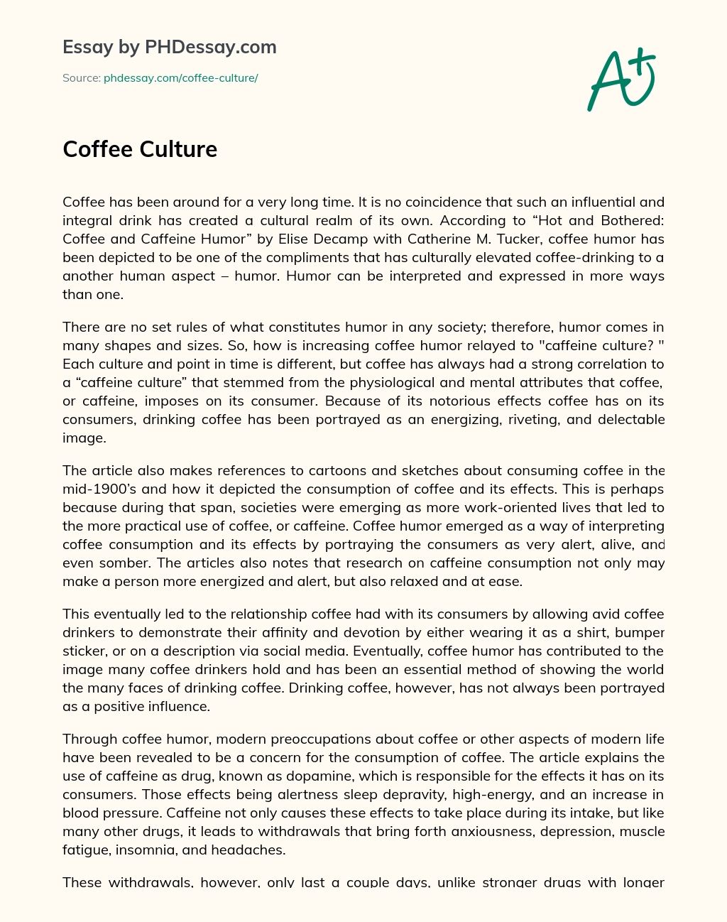 Coffee Culture essay