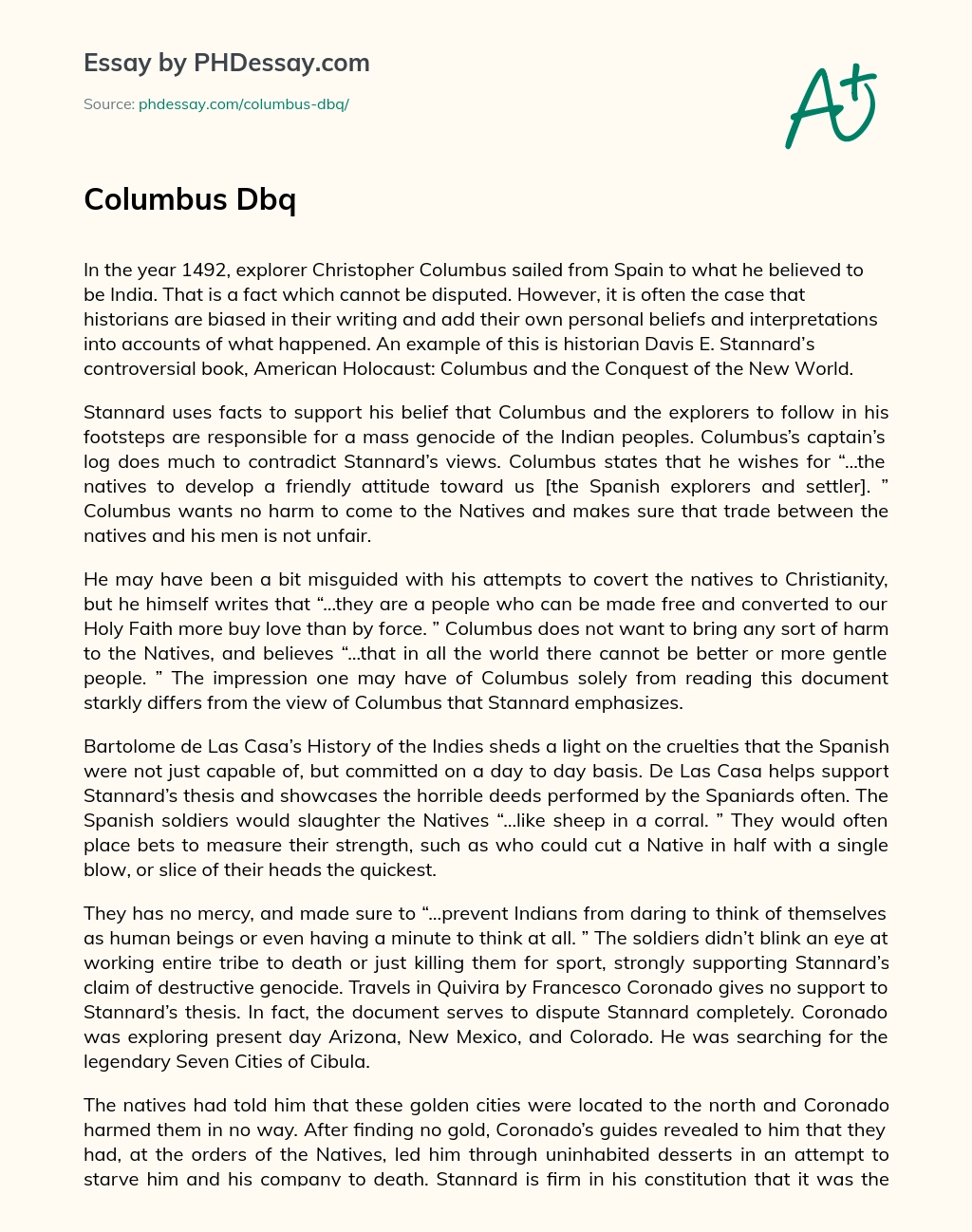 Columbus Dbq essay