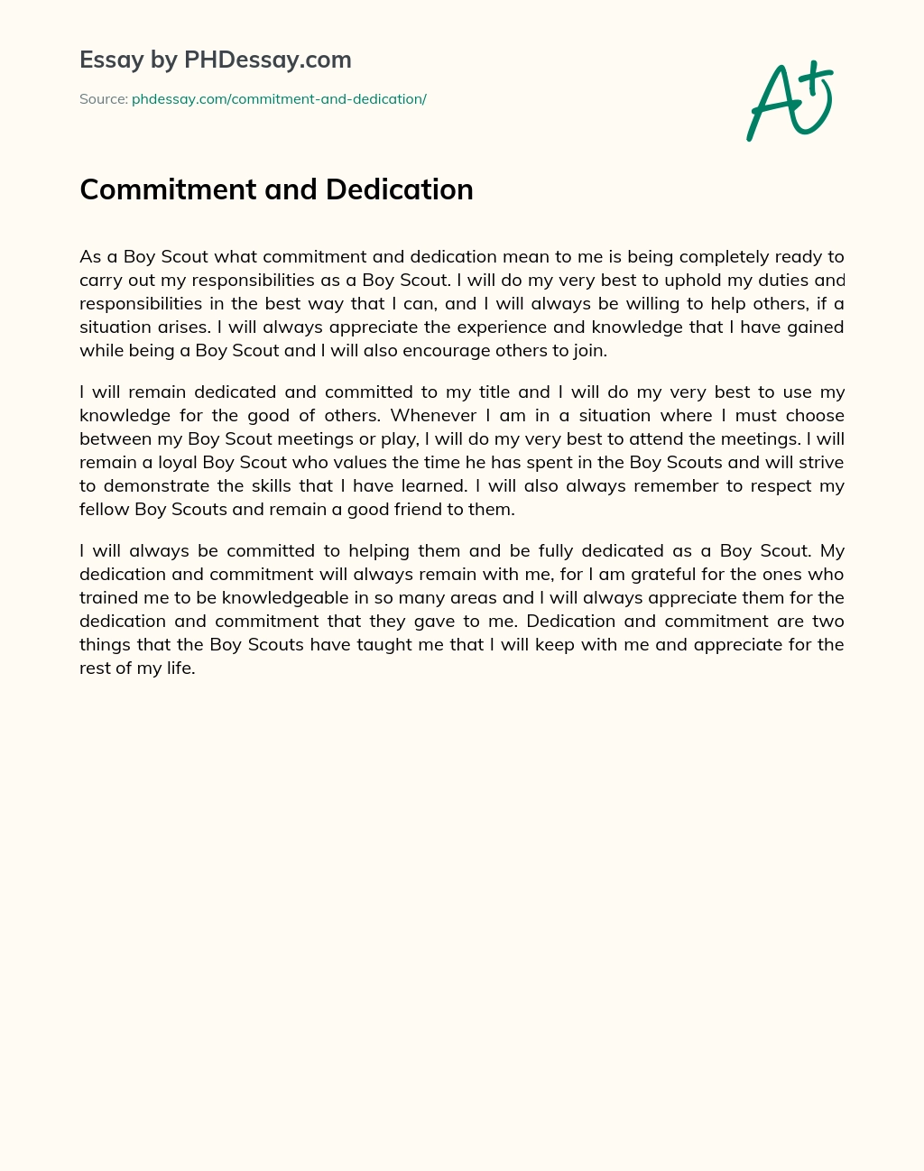 Commitment and Dedication essay