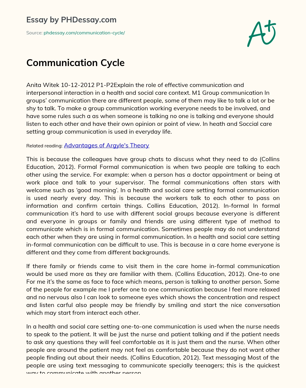 Communication Cycle essay