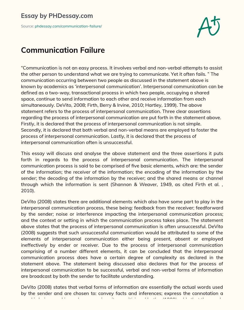 Communication Failure essay