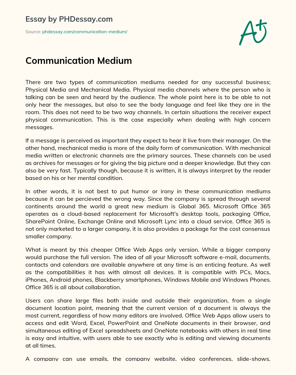 Communication Medium essay