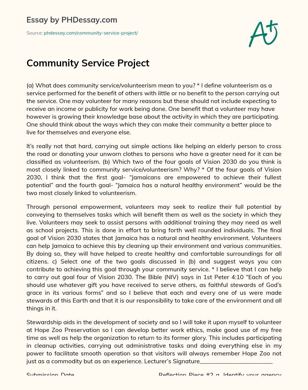 essay on community involvement