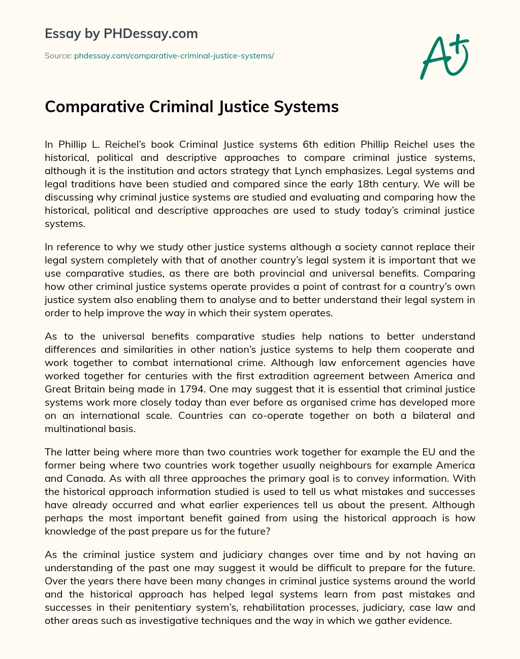 Comparative Criminal Justice Systems essay