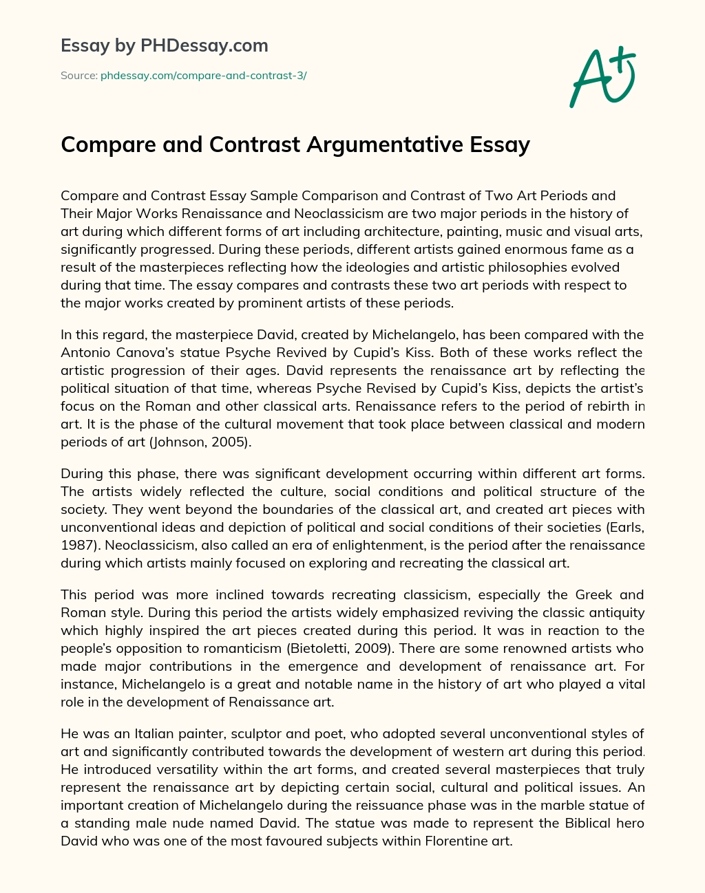 Compare and Contrast Argumentative Essay essay
