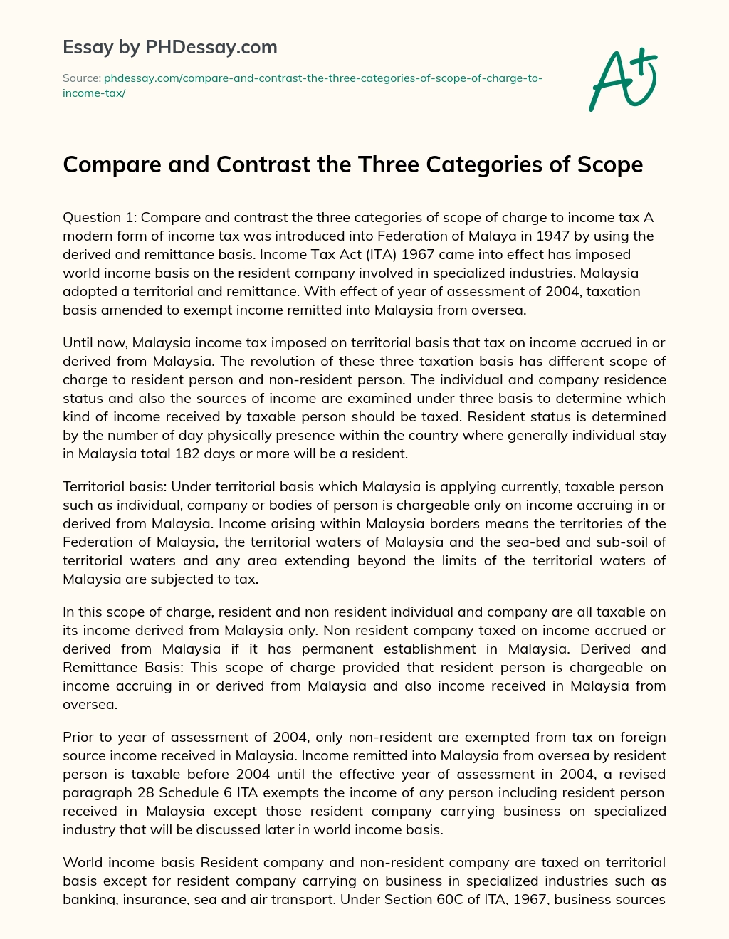 Compare and Contrast the Three Categories of Scope essay