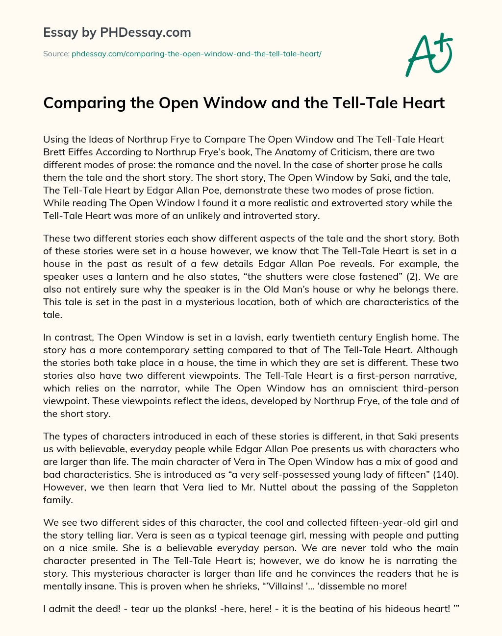 Comparing the Open Window and the Tell-Tale Heart essay