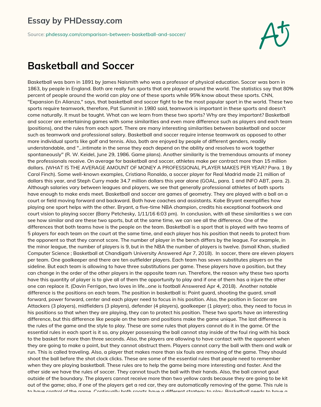 Basketball and Soccer essay