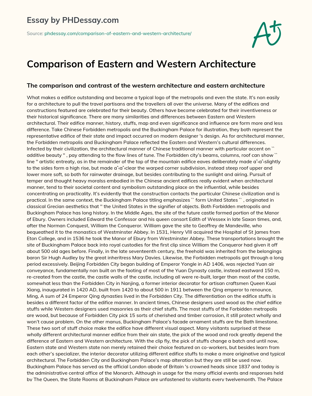 Comparison of Eastern and Western Architecture essay
