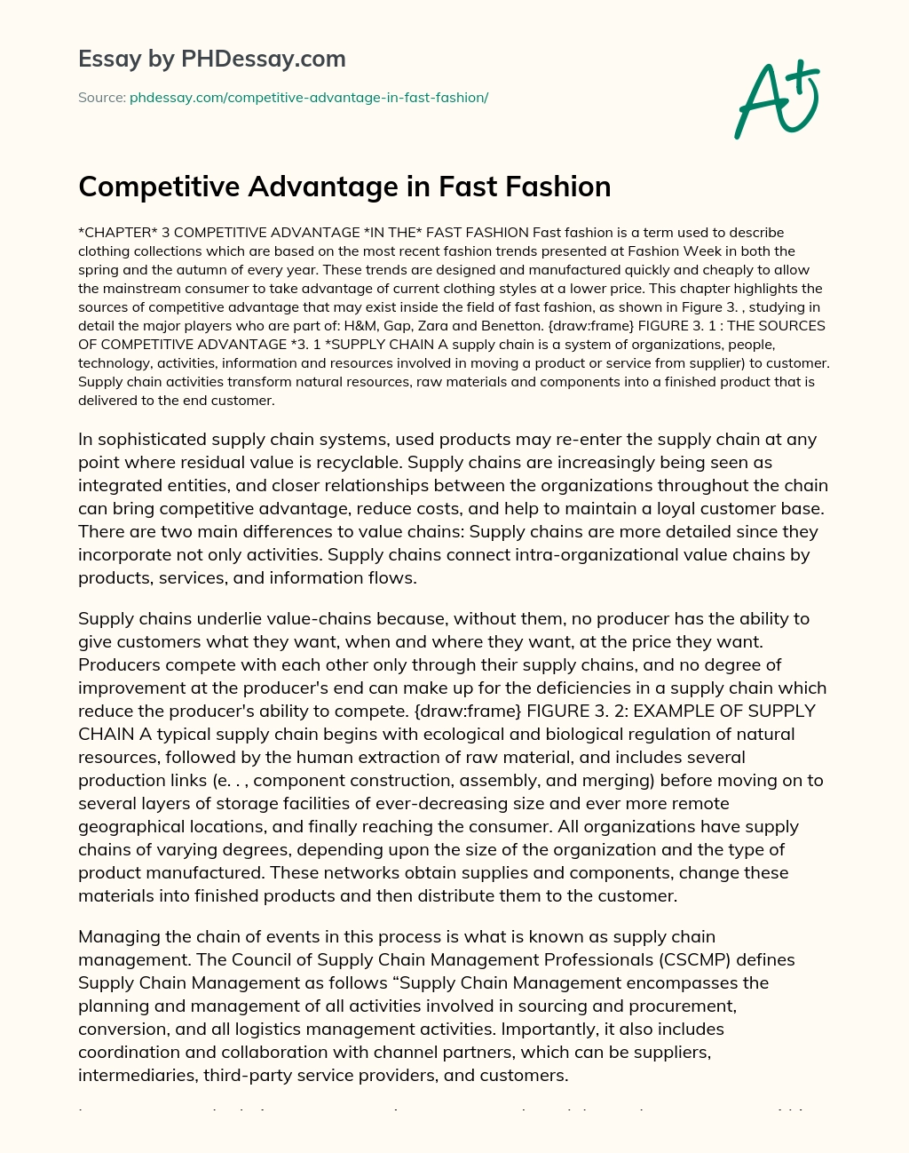 Competitive Advantage in Fast Fashion essay