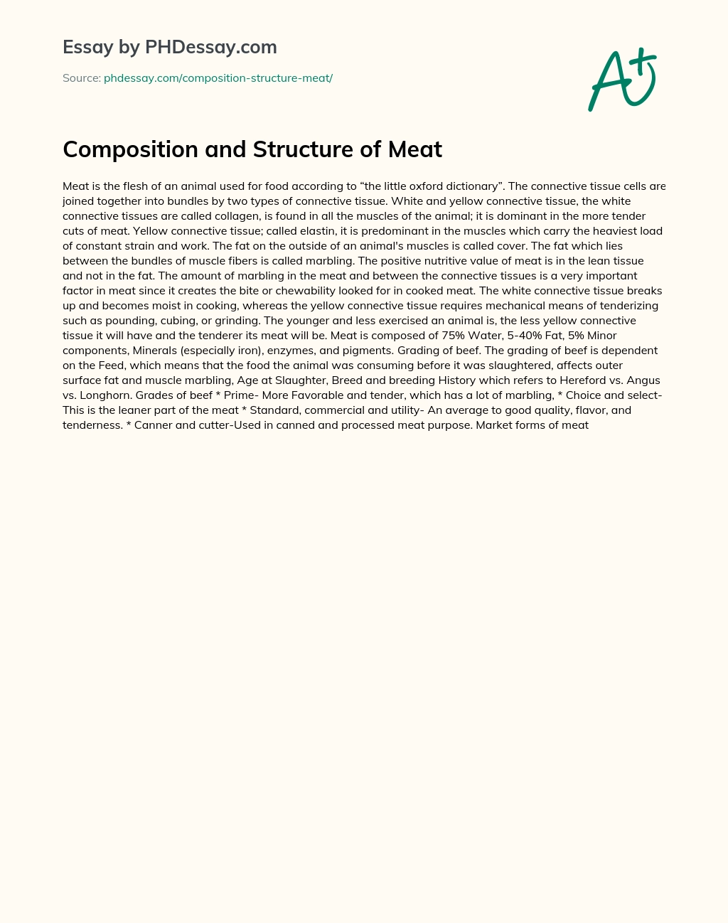 Composition and Structure of Meat essay
