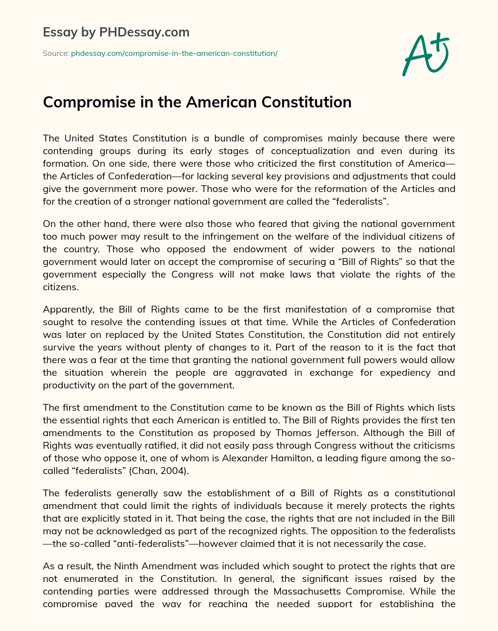 Compromise in the American Constitution essay