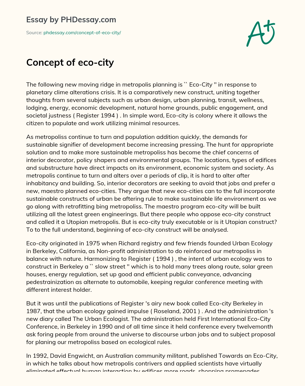 Concept of eco-city essay