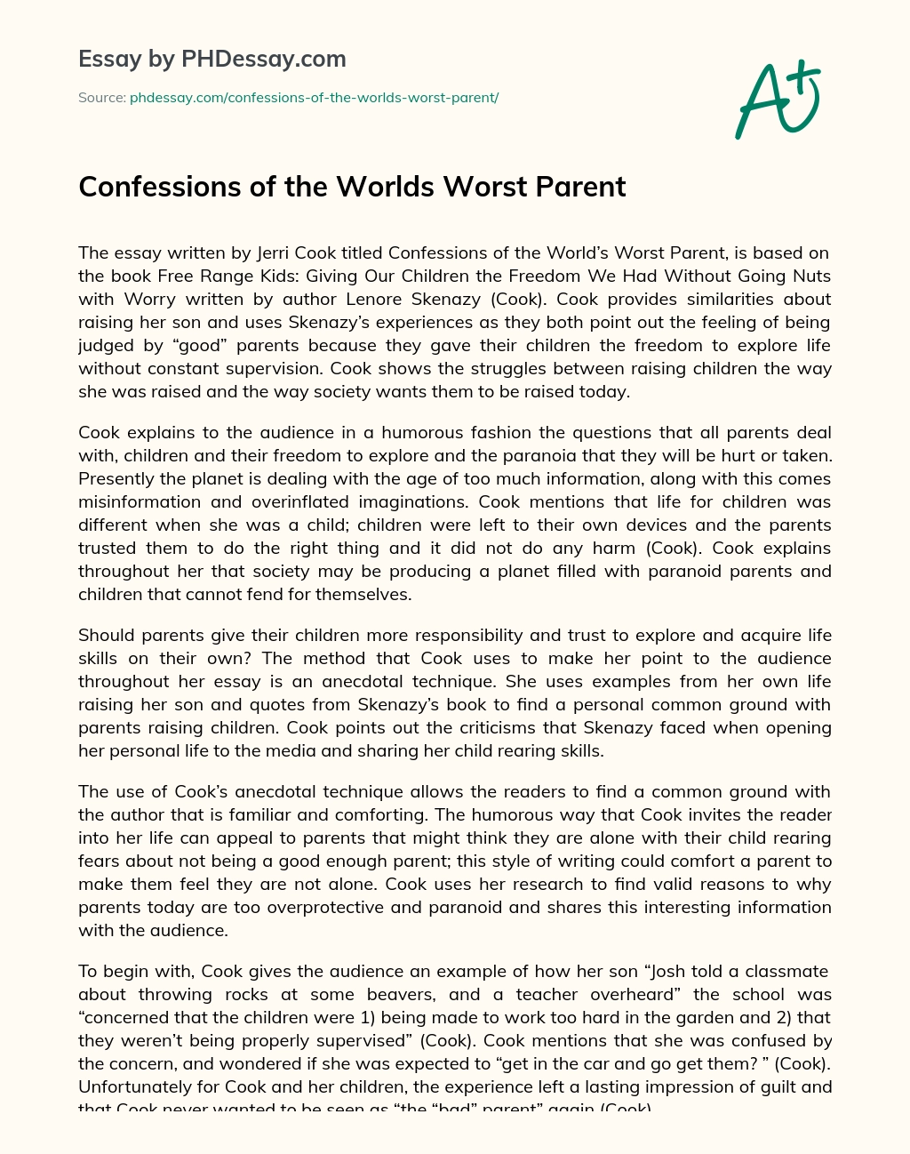 Confessions of the Worlds Worst Parent essay