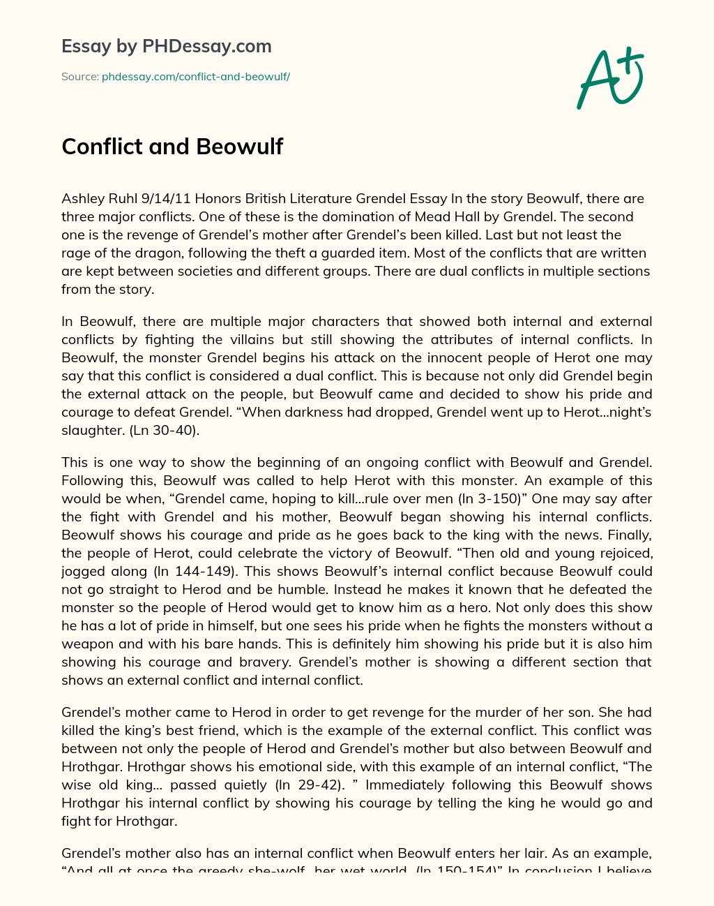 Conflict and Beowulf essay