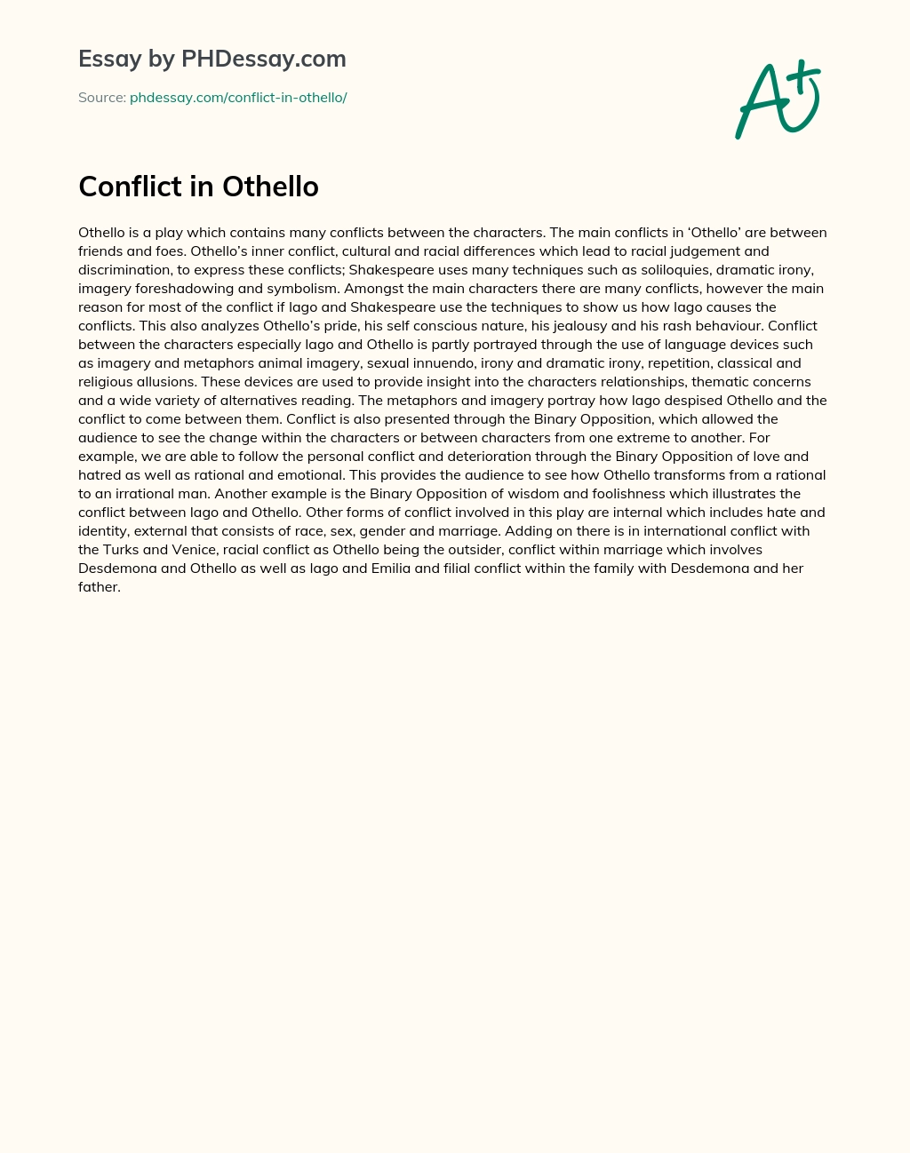 Conflict in Othello essay