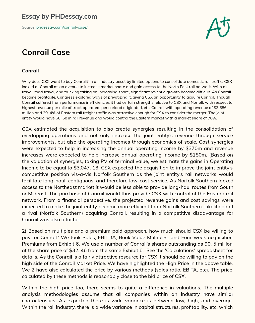 Conrail Case essay
