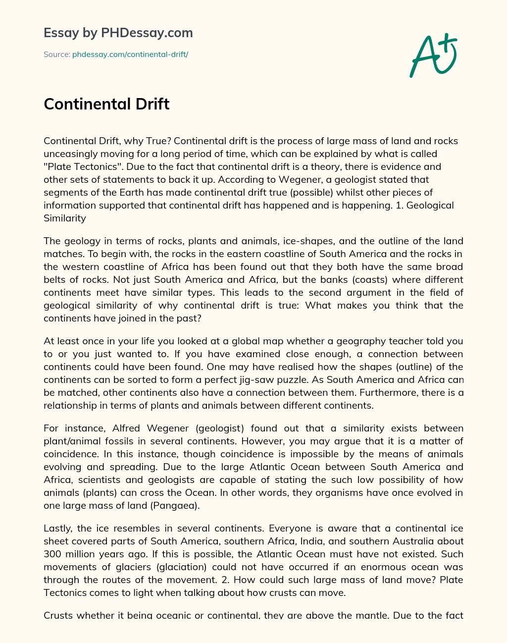Continental Drift essay
