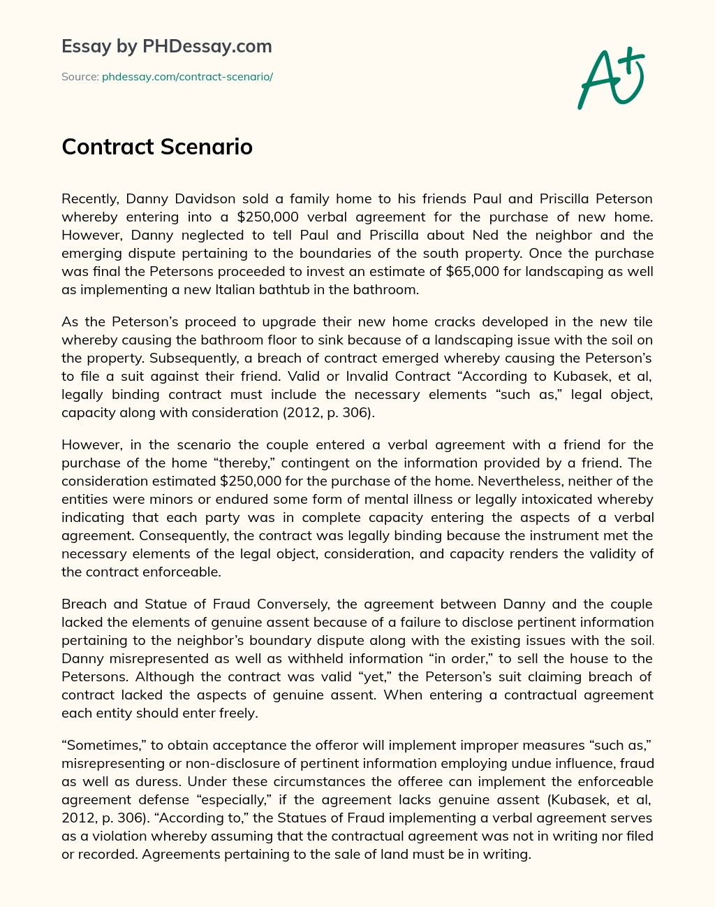 Contract Scenario essay