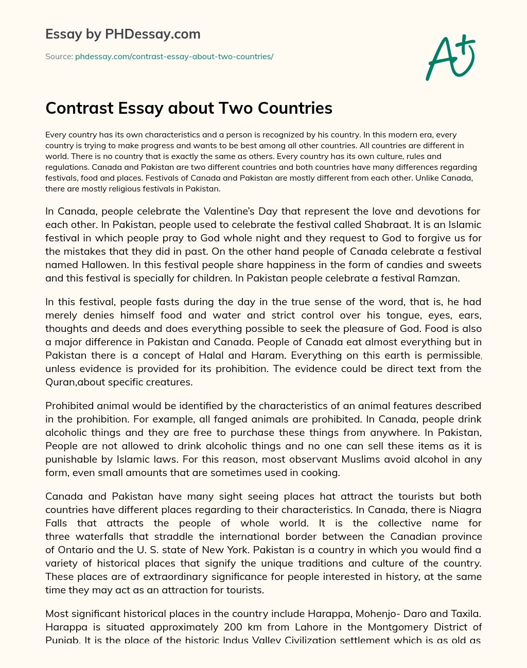 Contrast Essay about Two Countries essay