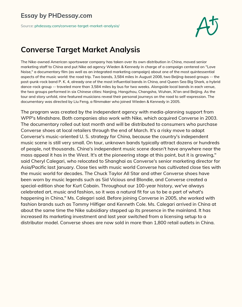 Converse Target Market Analysis essay