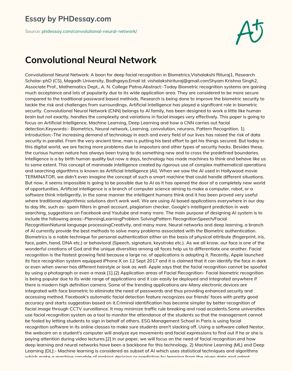 Convolutional Neural Network essay