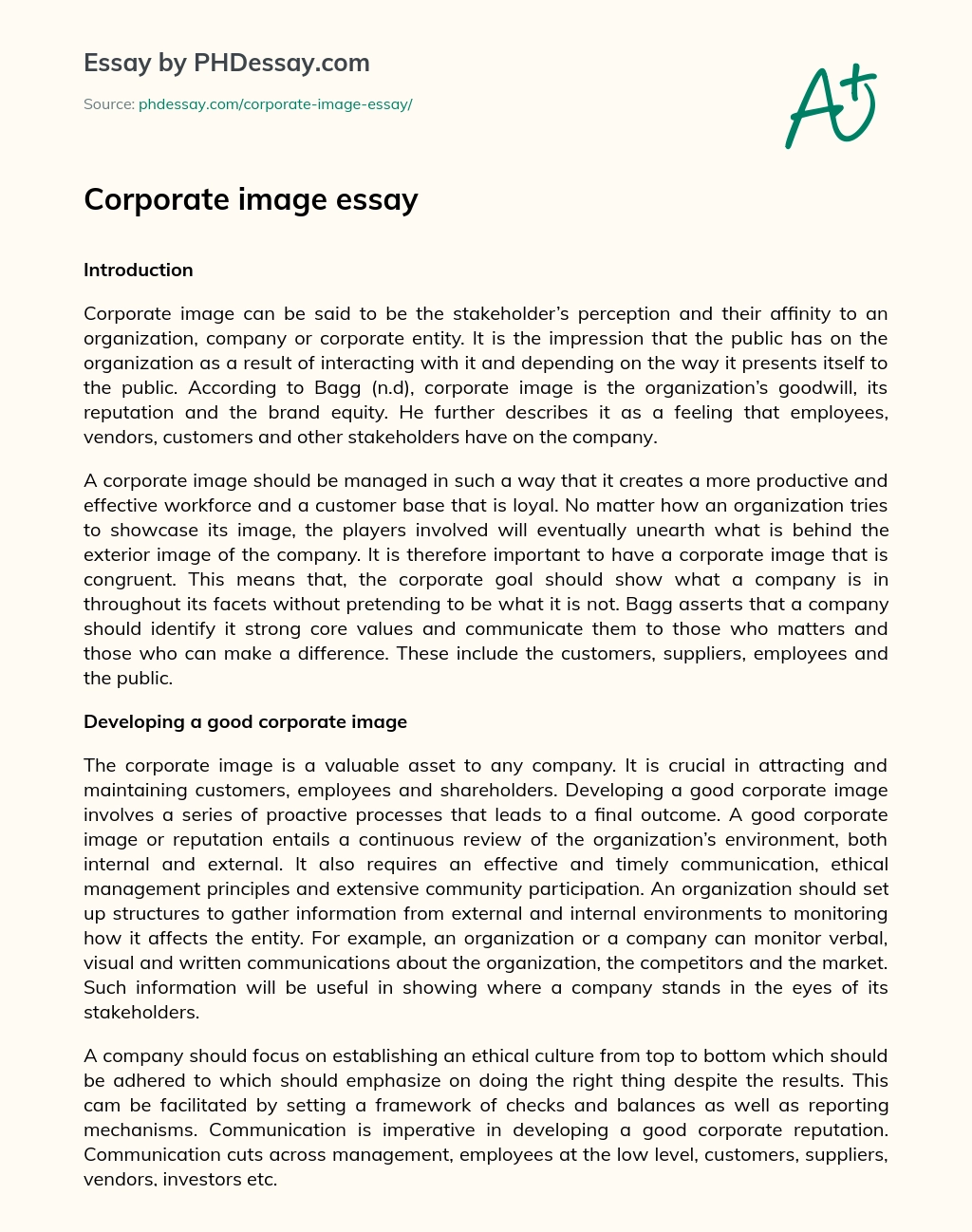 Corporate image essay essay