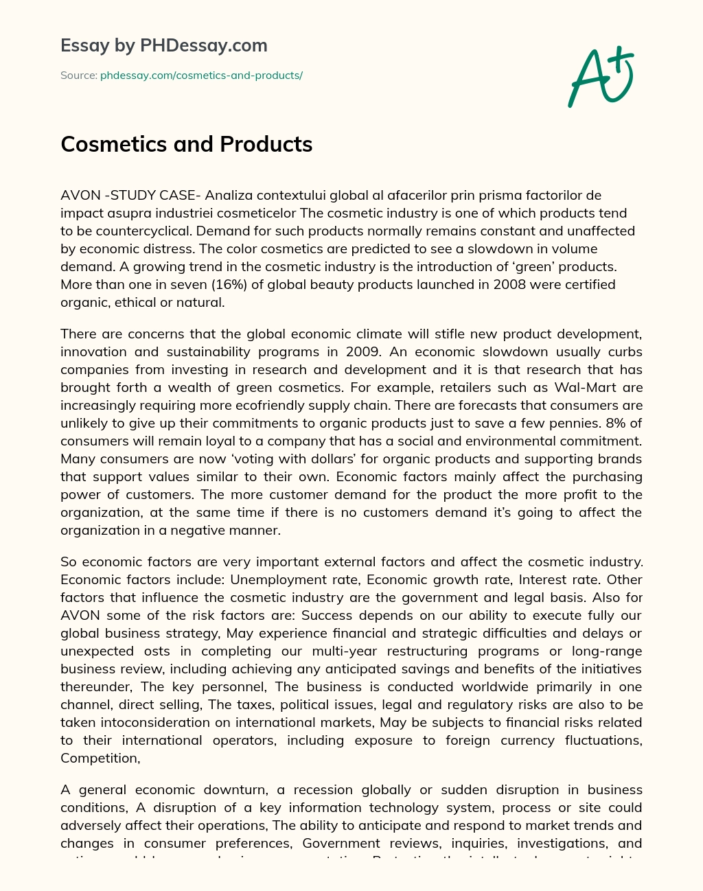 Cosmetics and Products essay