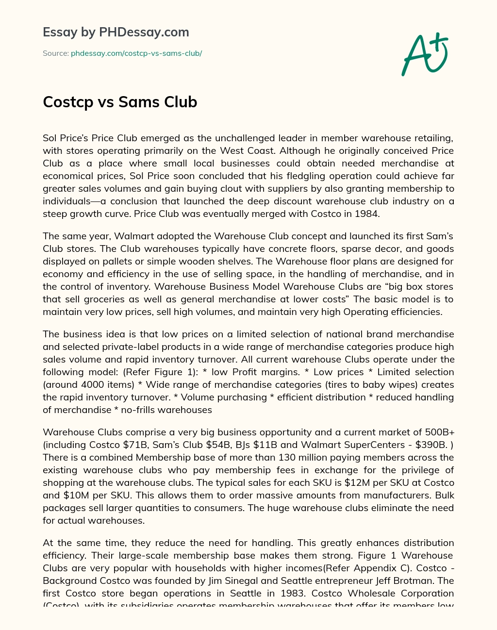 Costcp vs Sams Club essay