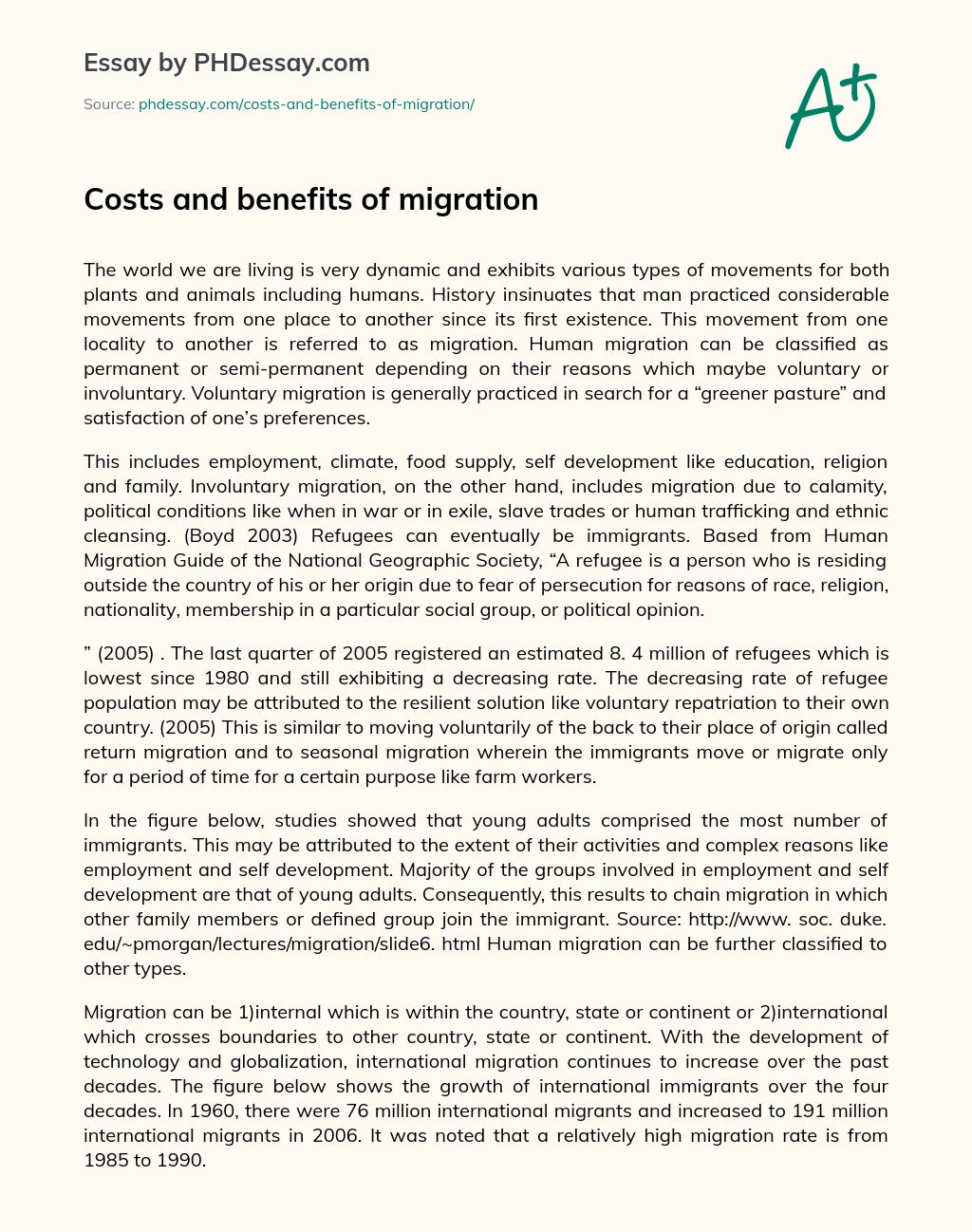 Реферат: Impact Of Econy By Migration Essay Research