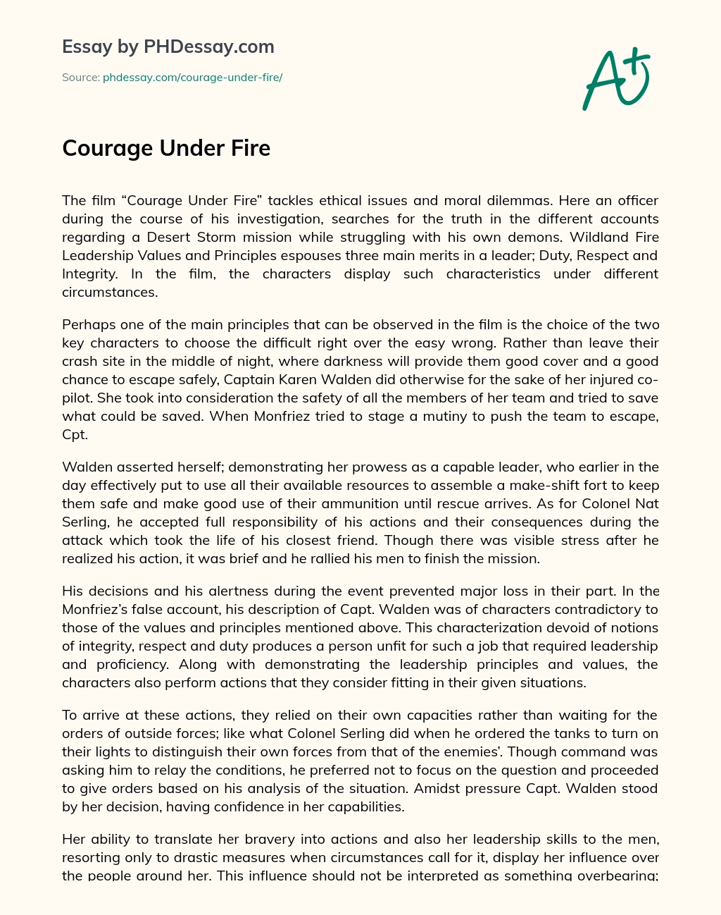 Courage Under Fire essay