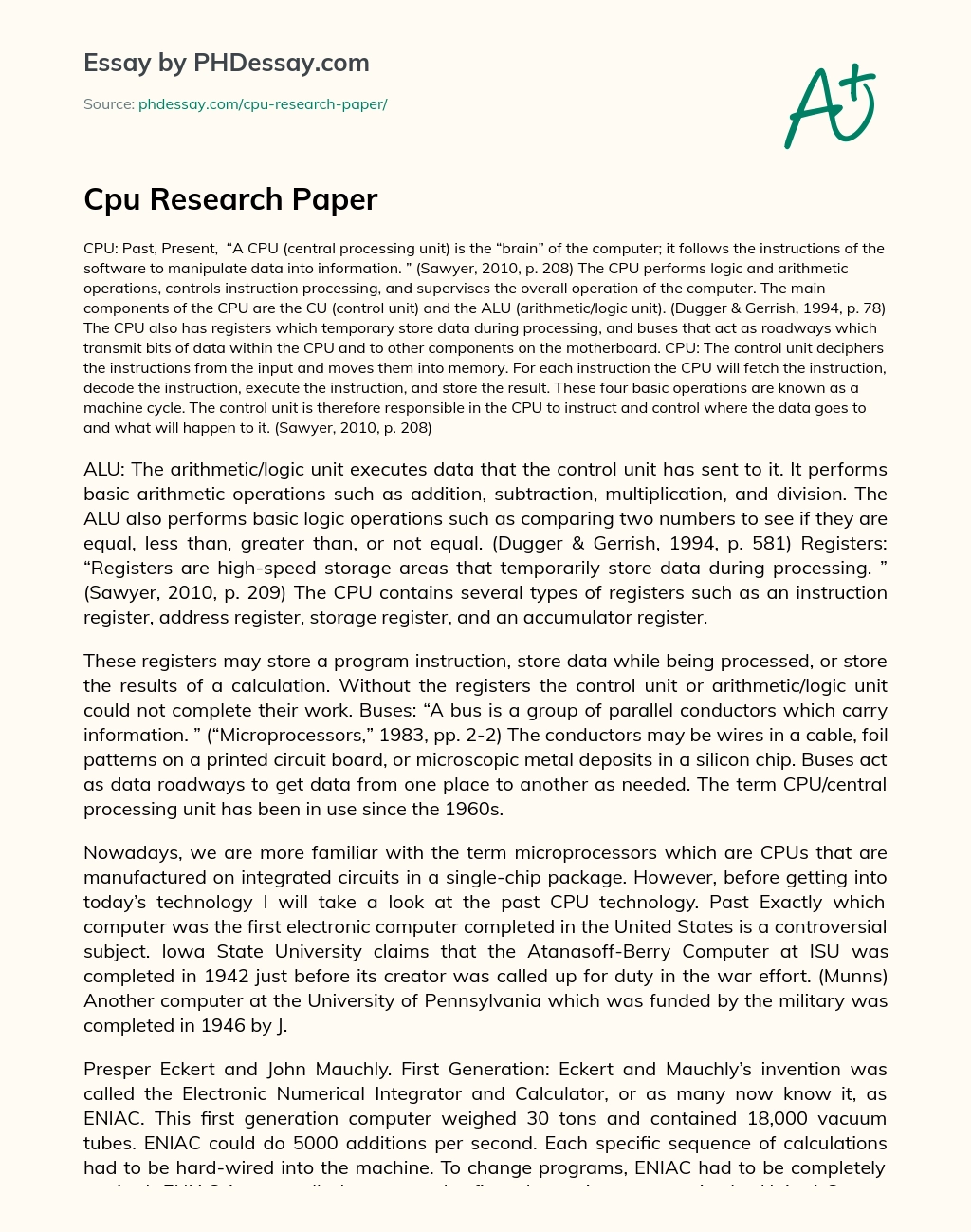 Cpu Research Paper essay