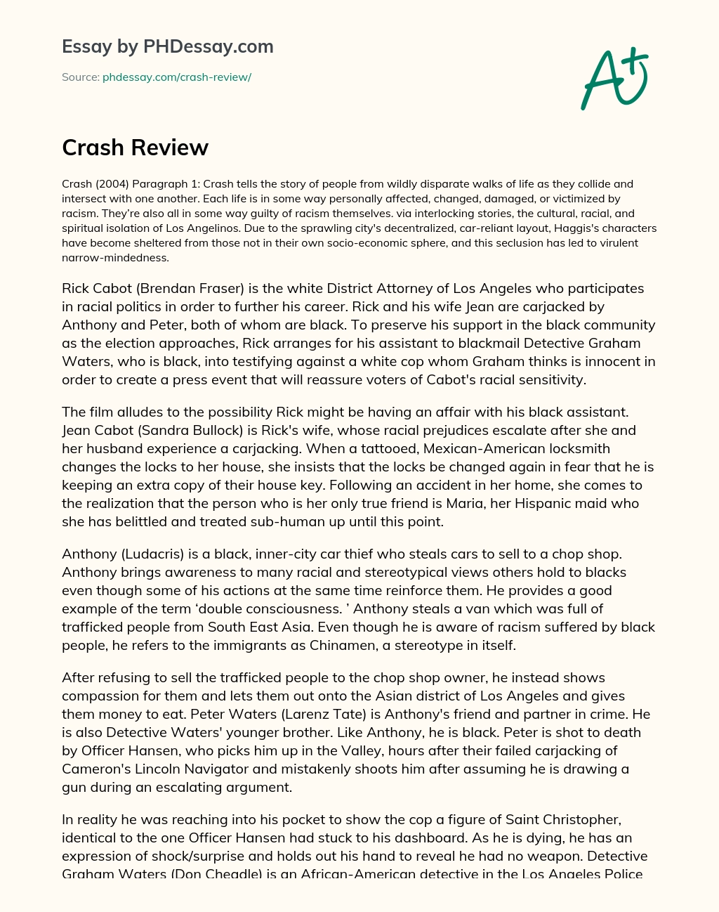 Crash Review essay
