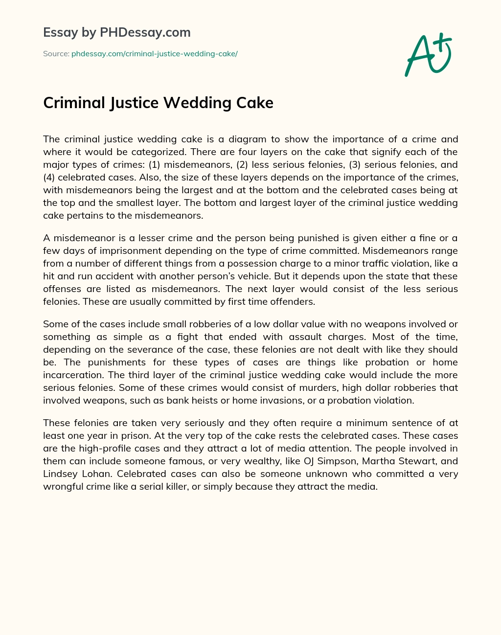 Criminal Justice Wedding Cake essay