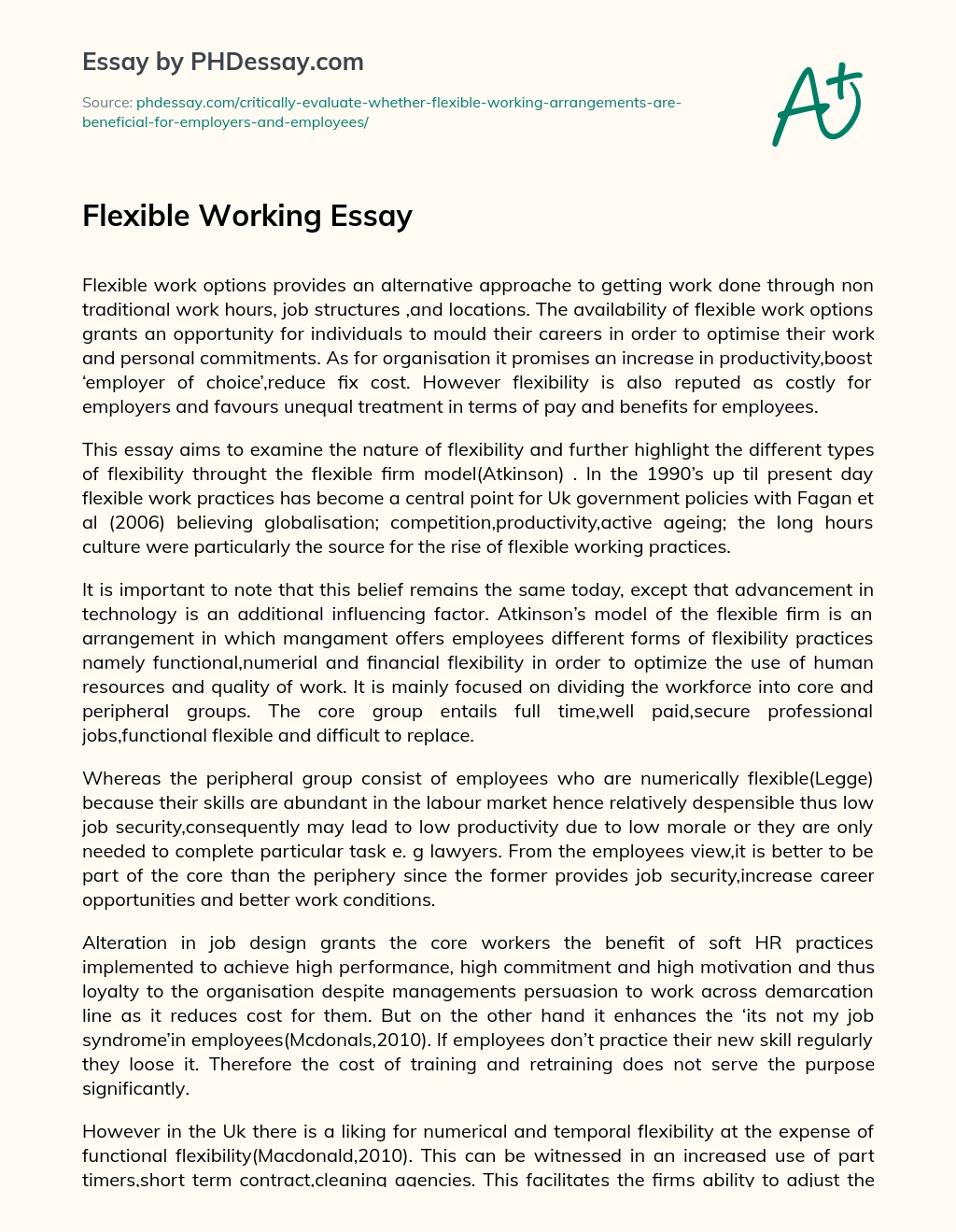 Flexible Working Essay essay