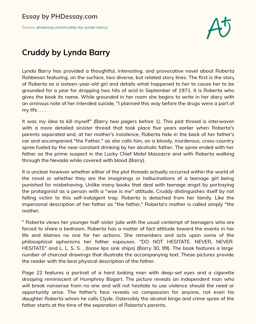 Cruddy by Lynda Barry essay