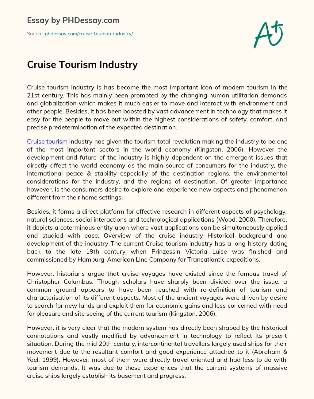 Cruise Tourism Industry essay