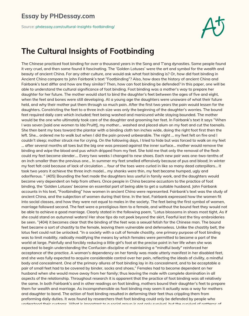 The Cultural Insights of Footbinding essay