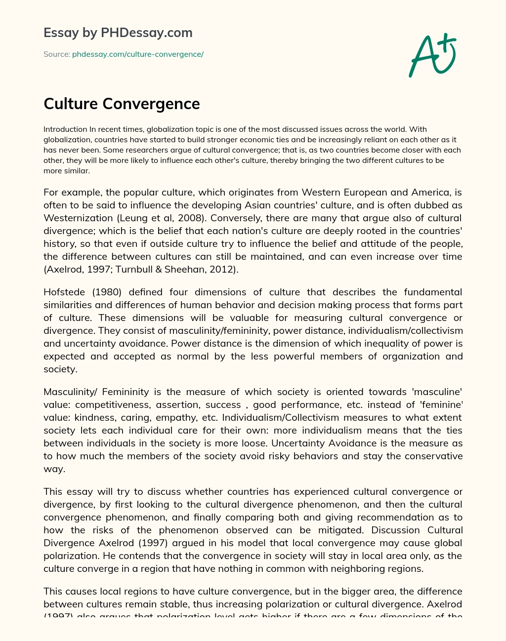 Culture Convergence essay