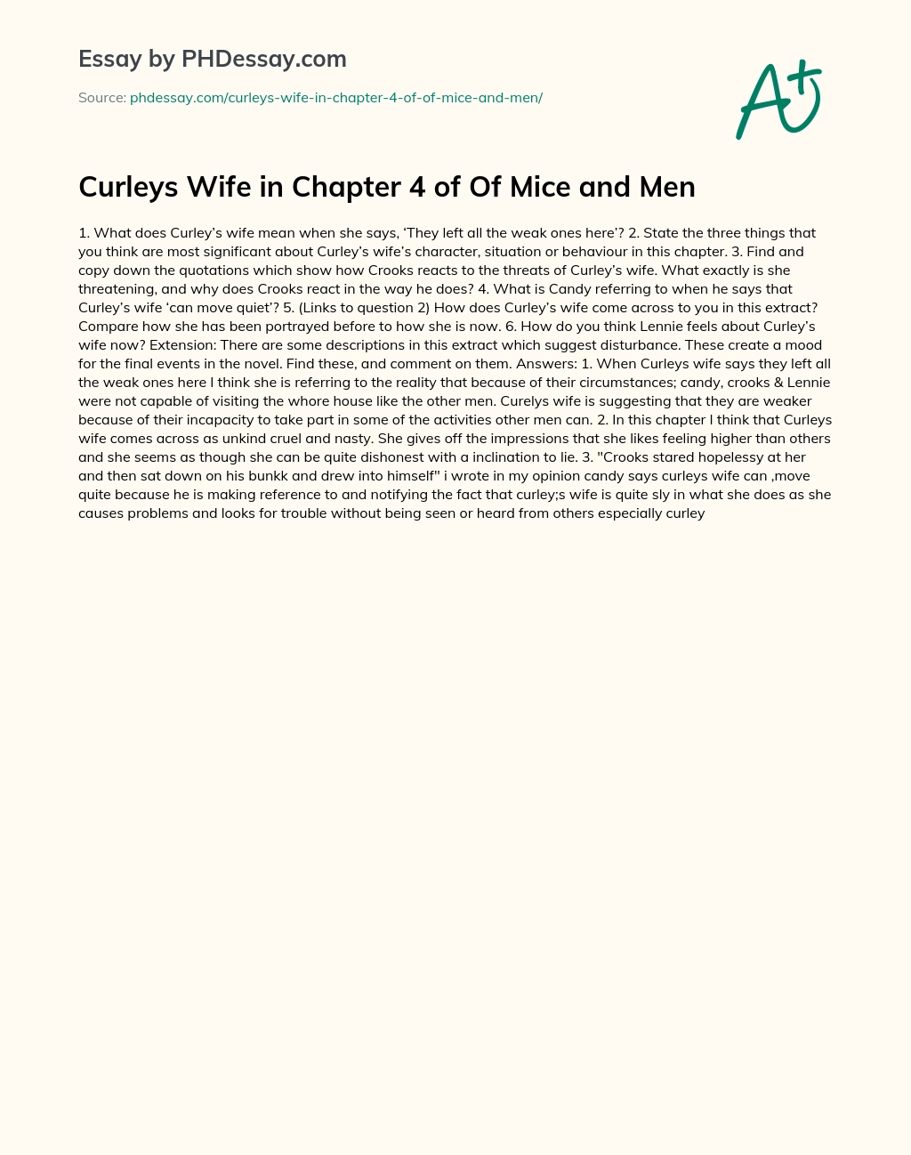 of mice and men curley analysis