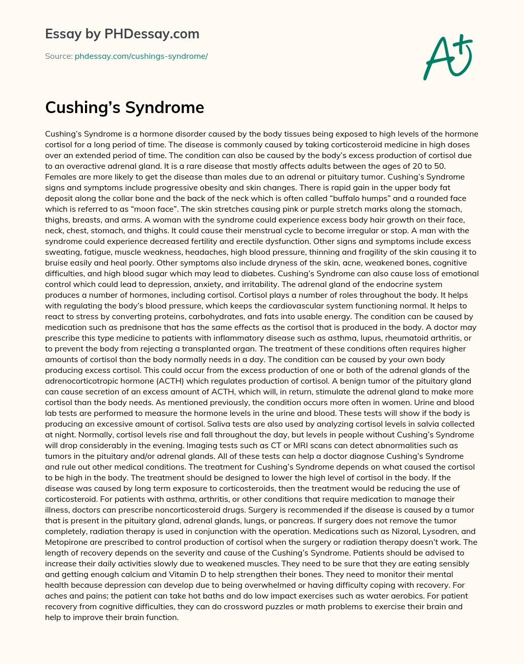 Cushing’s Syndrome essay