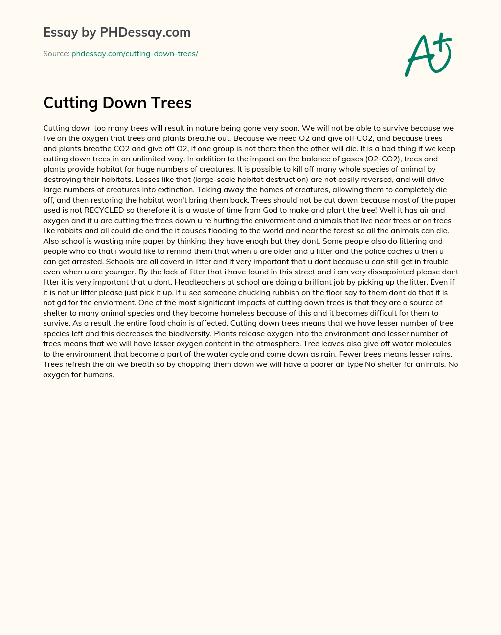 kácení stromů esej