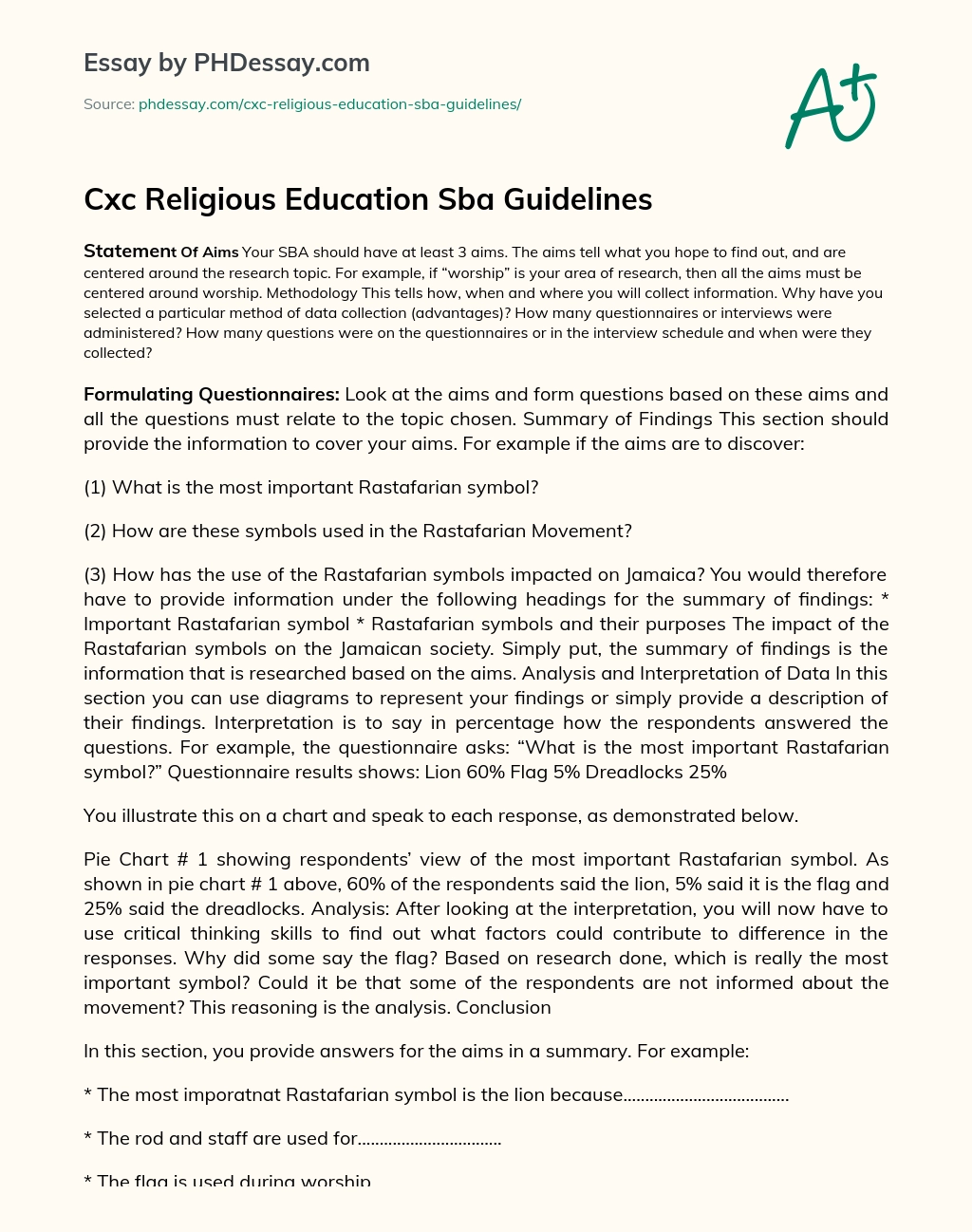 Cxc Religious Education Sba Guidelines essay