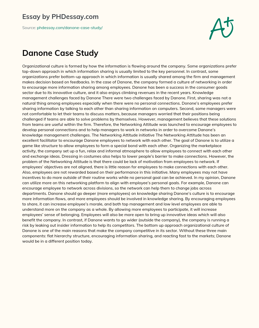 Danone Case Study essay